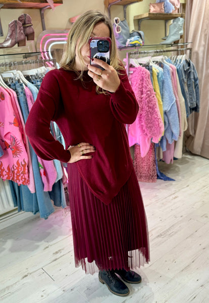 Paloma 2-in-1 Jumper Midi Dress | Burgundy