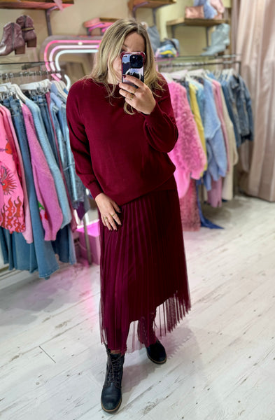 Paloma 2-in-1 Jumper Midi Dress | Burgundy