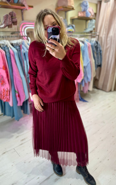 Paloma 2-in-1 Jumper Midi Dress | Burgundy