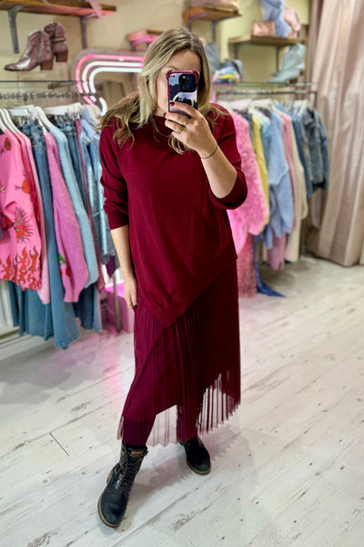 Paloma 2-in-1 Jumper Midi Dress | Burgundy