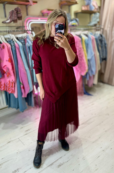 Paloma 2-in-1 Jumper Midi Dress | Burgundy