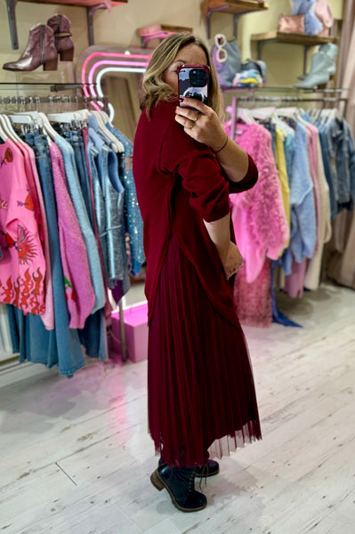 Paloma 2-in-1 Jumper Midi Dress | Burgundy