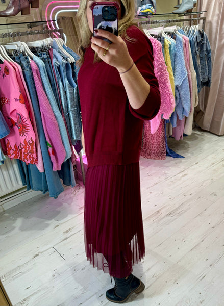 Paloma 2-in-1 Jumper Midi Dress | Burgundy