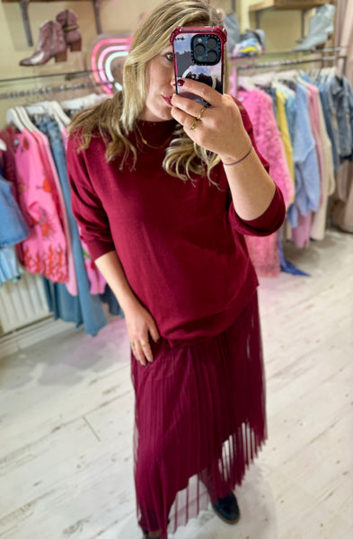 Paloma 2-in-1 Jumper Midi Dress | Burgundy