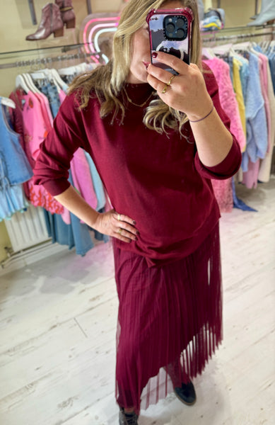 Paloma 2-in-1 Jumper Midi Dress | Burgundy