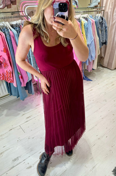 Paloma 2-in-1 Jumper Midi Dress | Burgundy