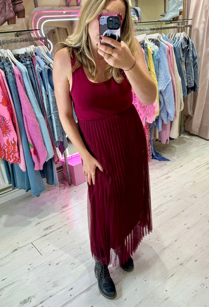 Paloma 2-in-1 Jumper Midi Dress | Burgundy