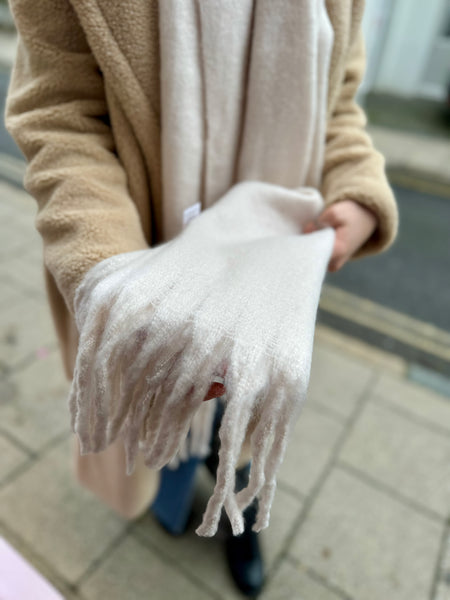 Soft Tassel Blanket Scarf | Cream