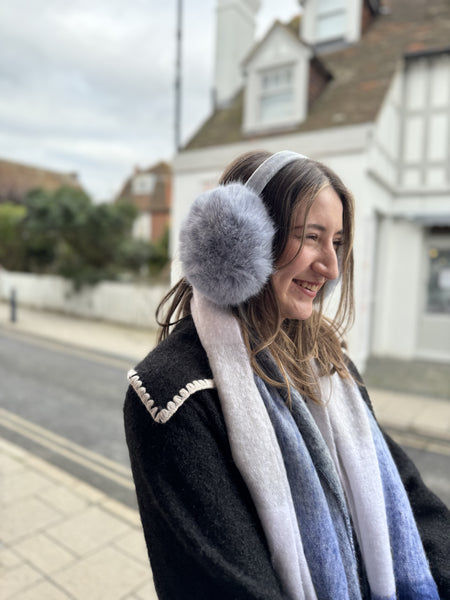 Luxury Fluffy Faux Fur Earmuffs | Pale Blue