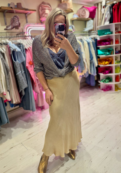 Aurora Satin Skirt | Champagne