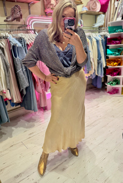 Aurora Satin Skirt | Champagne