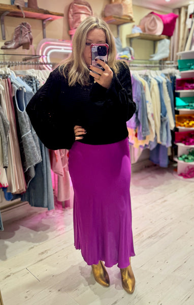 Aurora Satin Skirt | Bright Violet