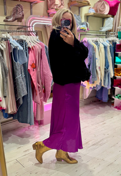 Aurora Satin Skirt | Bright Violet