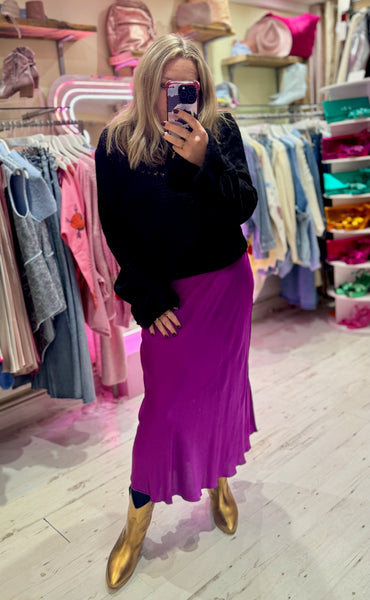 Aurora Satin Skirt | Bright Violet