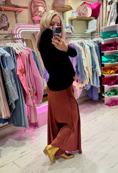 Aurora Satin Skirt (Longer Length) | Warm Bronze/Rose