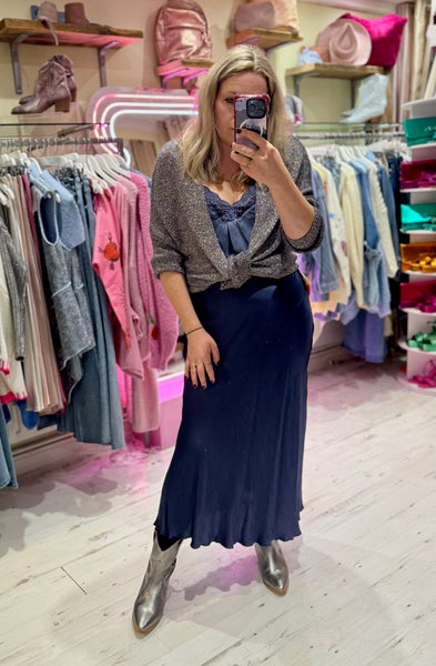 Aurora Satin Skirt | Midnight Blue