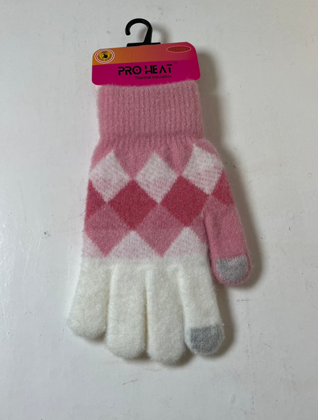 Diamond Print Soft Feel Gloves | Pink