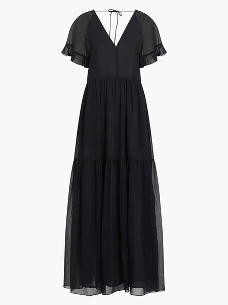 Gossamer Chiffon Tiered Maxi Dress | J1WAD | Black