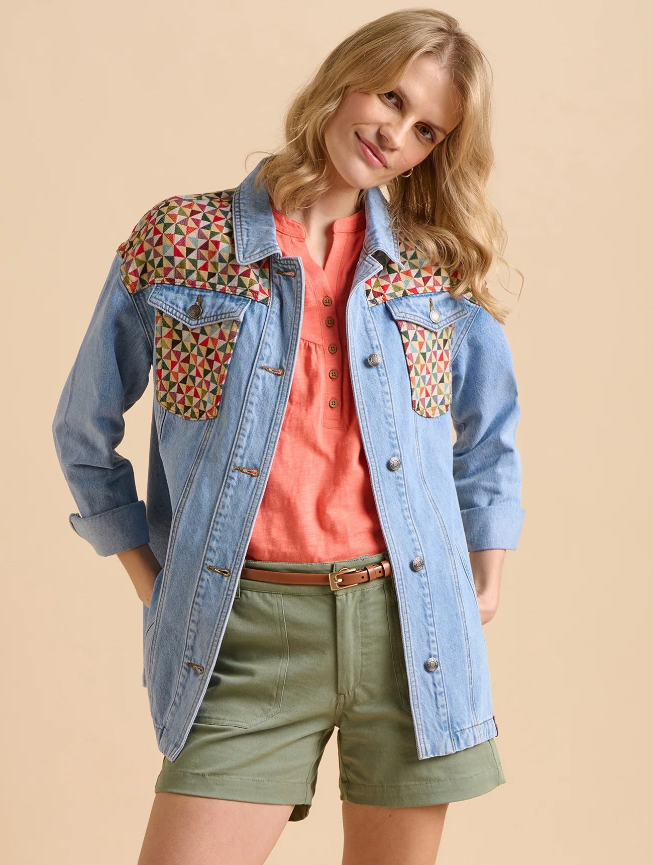 Patchwork Embroidered Denim Shirt