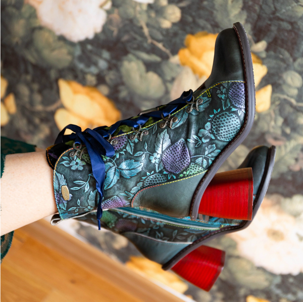 Laura Vita | Evcao 311 Heeled Ankle Boot | Blue/Green Multi