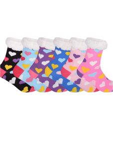 Padded Thermal Heat Fluffy Funky Heart Socks