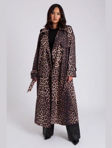 Leopard Print Trench Coat