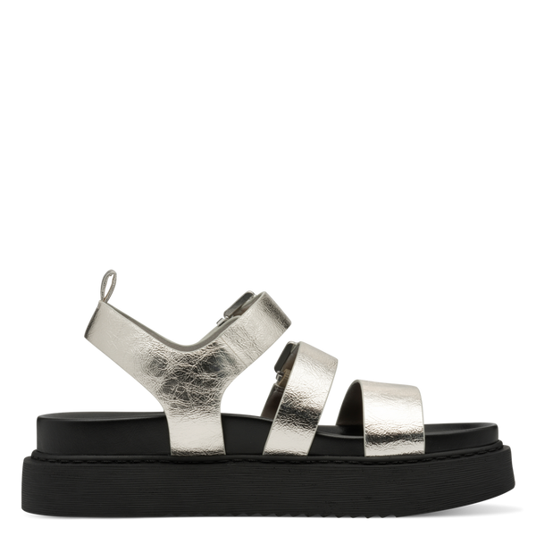 Tamaris | VEGAN Chunky Metallic Flatform Sandal | 28401 | Platinum