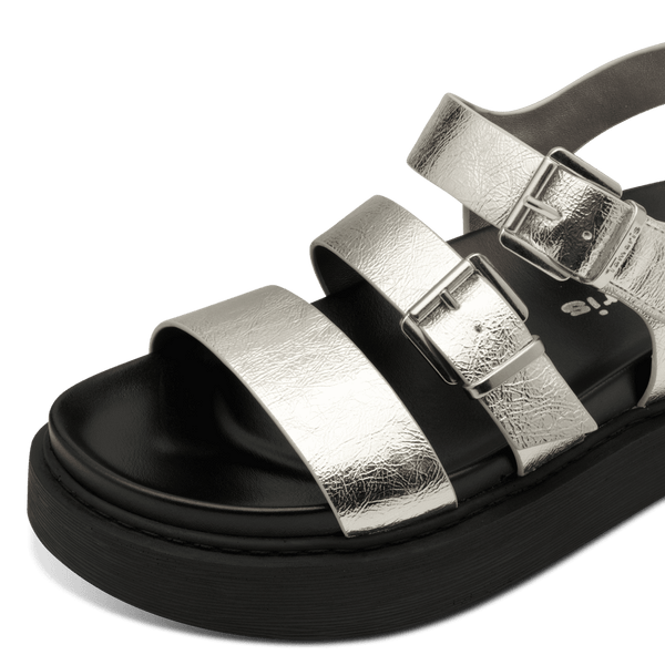 Tamaris | VEGAN Chunky Metallic Flatform Sandal | 28401 | Platinum