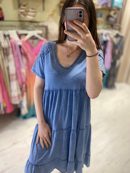 Rachel Tiered Jersey T-Shirt Dress | Blue