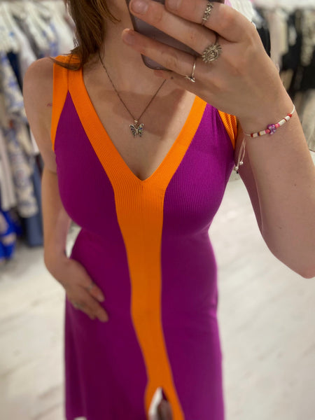 Celine Colour Block Maxi Dress | Purple/Orange