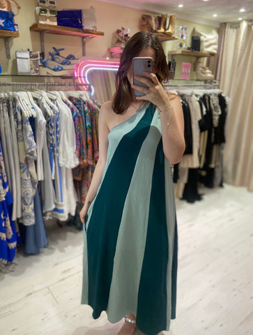 Anastasia One Shoulder Maxi Dress | Green