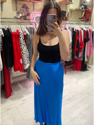 Aurora Satin Skirt | Electric Blue