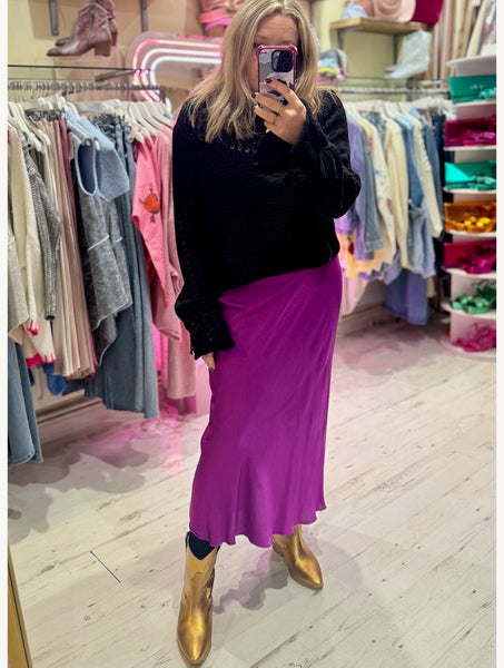 Aurora Satin Skirt | Bright Violet