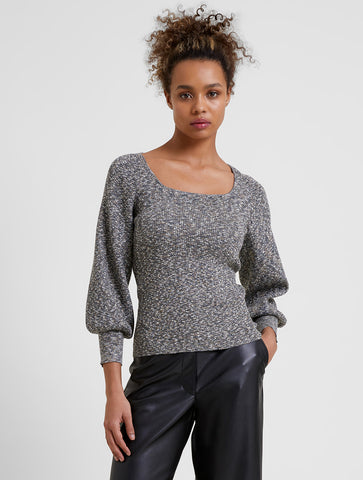 Autumn Marl Knit Square Neck Jumper | J8VAJ | Artichoke Marl