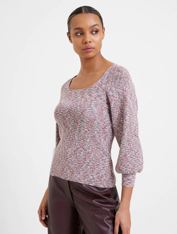 Autumn Marl Knit Square Neck Jumper | J8VAJ | Wine Marl