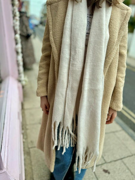 Soft Tassel Blanket Scarf | Cream