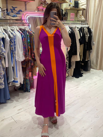 Celine Colour Block Maxi Dress | Purple/Orange