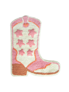 Cowboy Boot Tufted Bath Mat | Pink Multi