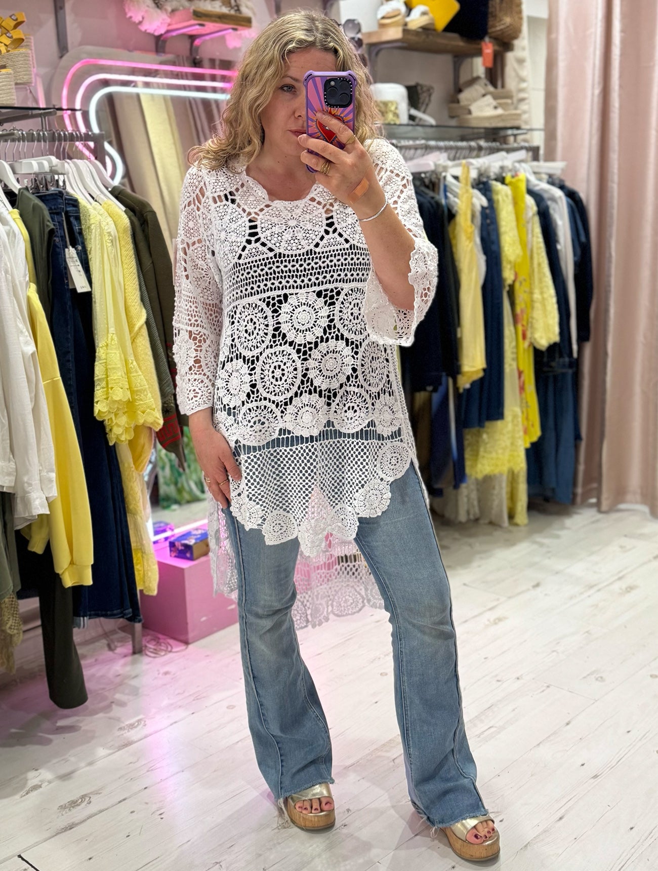Crochet High/Low Top or Cover-up | White