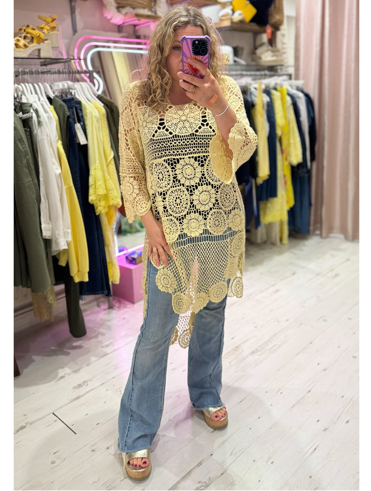 Crochet High/Low Top or Cover-up | Lemon Yellow
