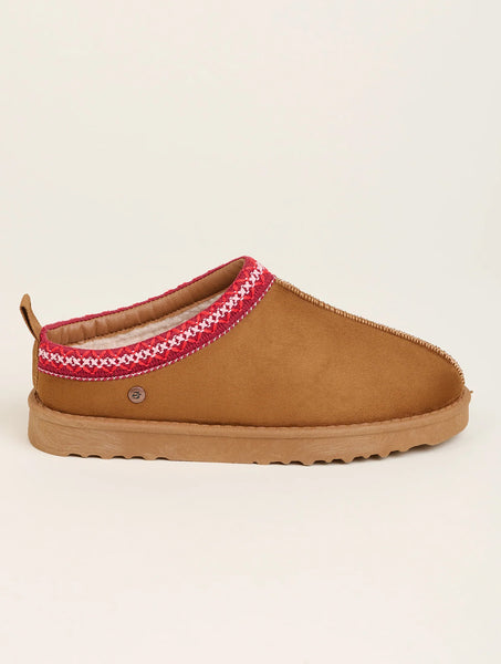 Cross Stitch Detail Slipper | Chestnut