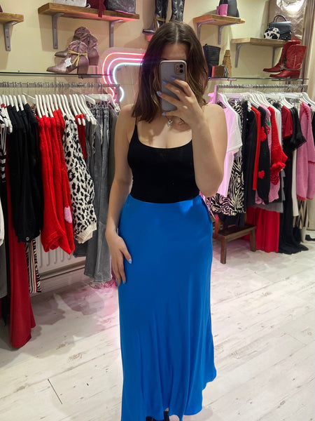 Aurora Satin Skirt | Electric Blue