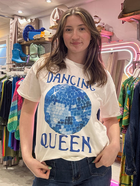 Dancing Queen Graphic Print Tee | White