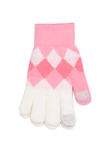 Diamond Print Soft Feel Gloves | Pink