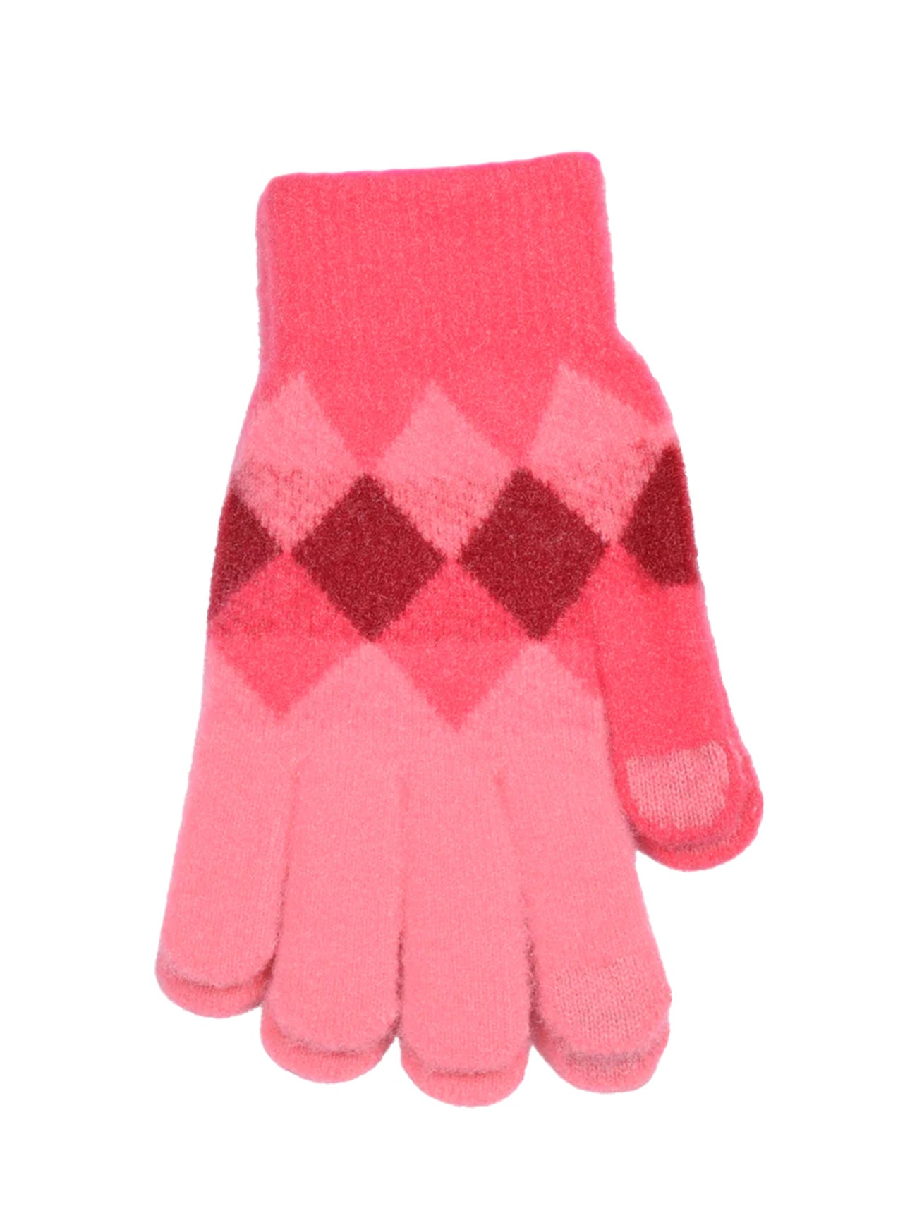 Diamond Print Soft Feel Gloves | Red/Pink