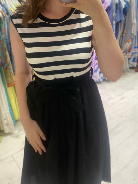 Hello Sailor Stripe T-Shirt Dress | Black/White