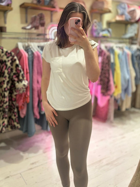 High Waisted Thermal Lined Seamless Leggings  | Taupe