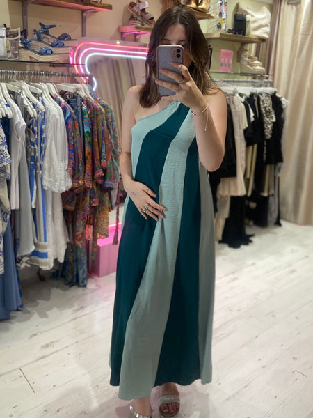 Anastasia One Shoulder Maxi Dress | Green