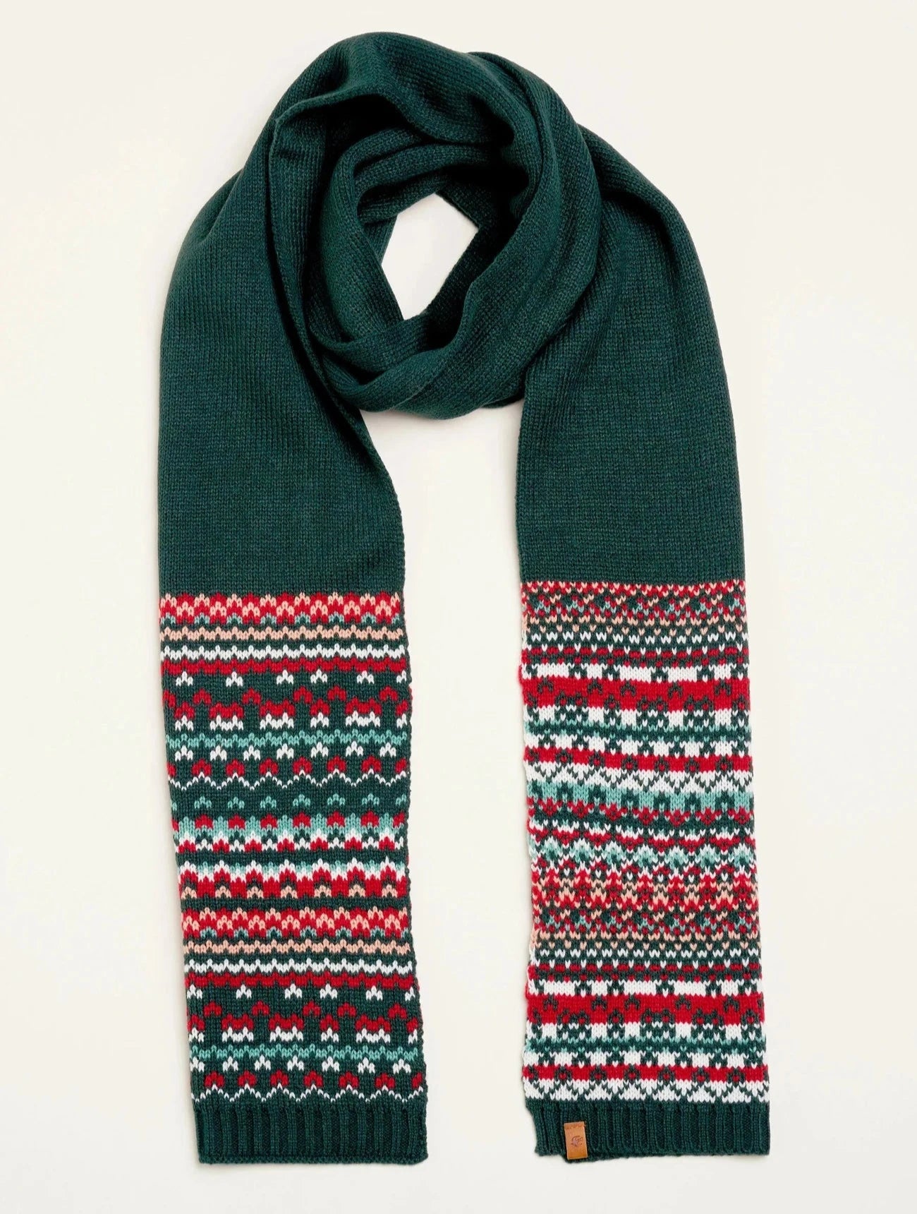 Fairisle Knitted Scarf | Green