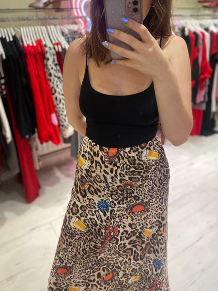 Zadie Animal Print Satin Skirt | Seaside Fun